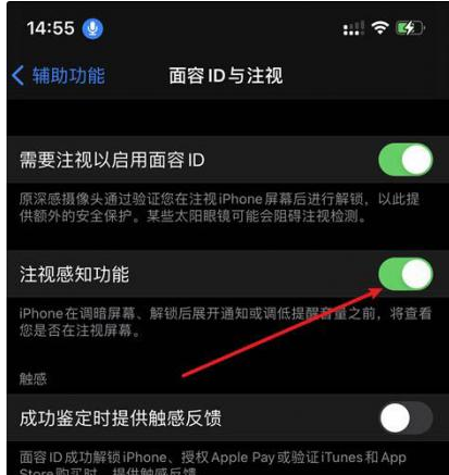 隆广镇苹果14维修网点分享iPhone14注视感知功能有什么用 
