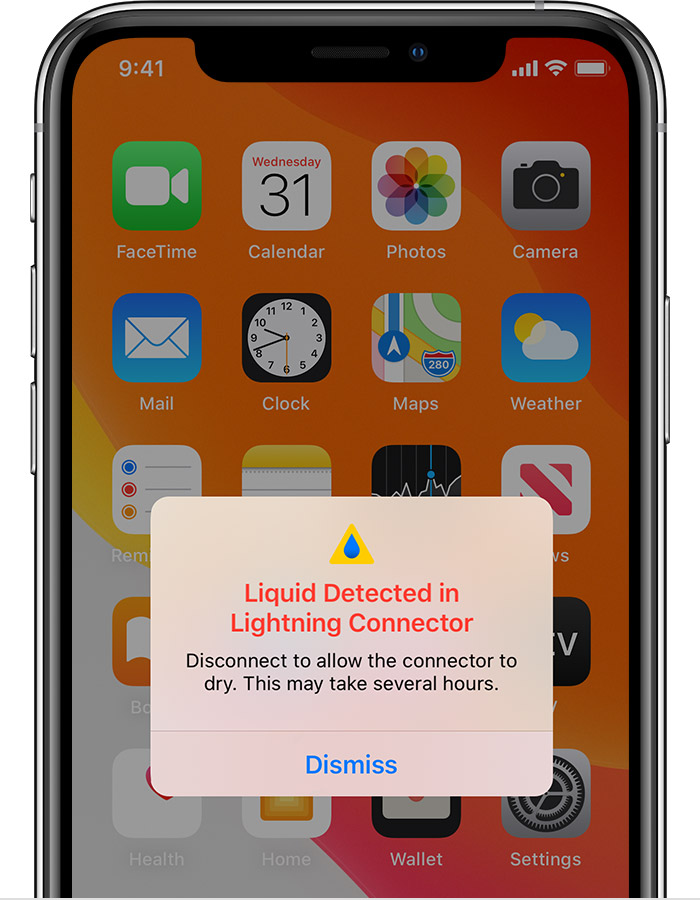 隆广镇苹果手机维修分享iPhone 12 在充电时出现 “闪电接口检测到液体”的提示怎么办 