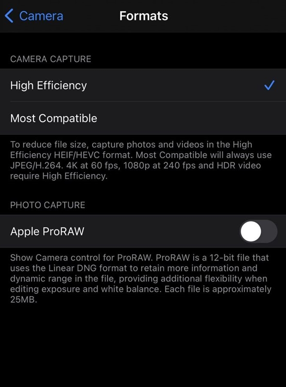 隆广镇苹果手机维修分享如何为 iPhone 12 Pro/Max 启用 ProRAW 照片格式 